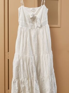 House of Harlow 1960 White Eyelet Tiered Maxi Dress